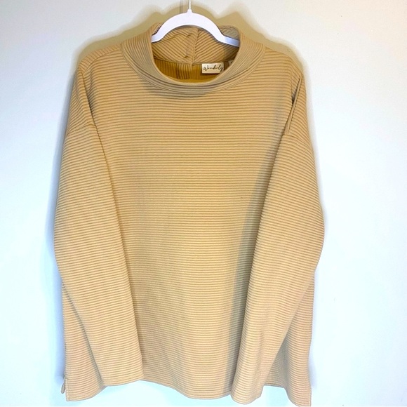 Beige Wonderly Ribbed Long Sleeve Top w/ button details on the back Size XL - Picture 1 of 5